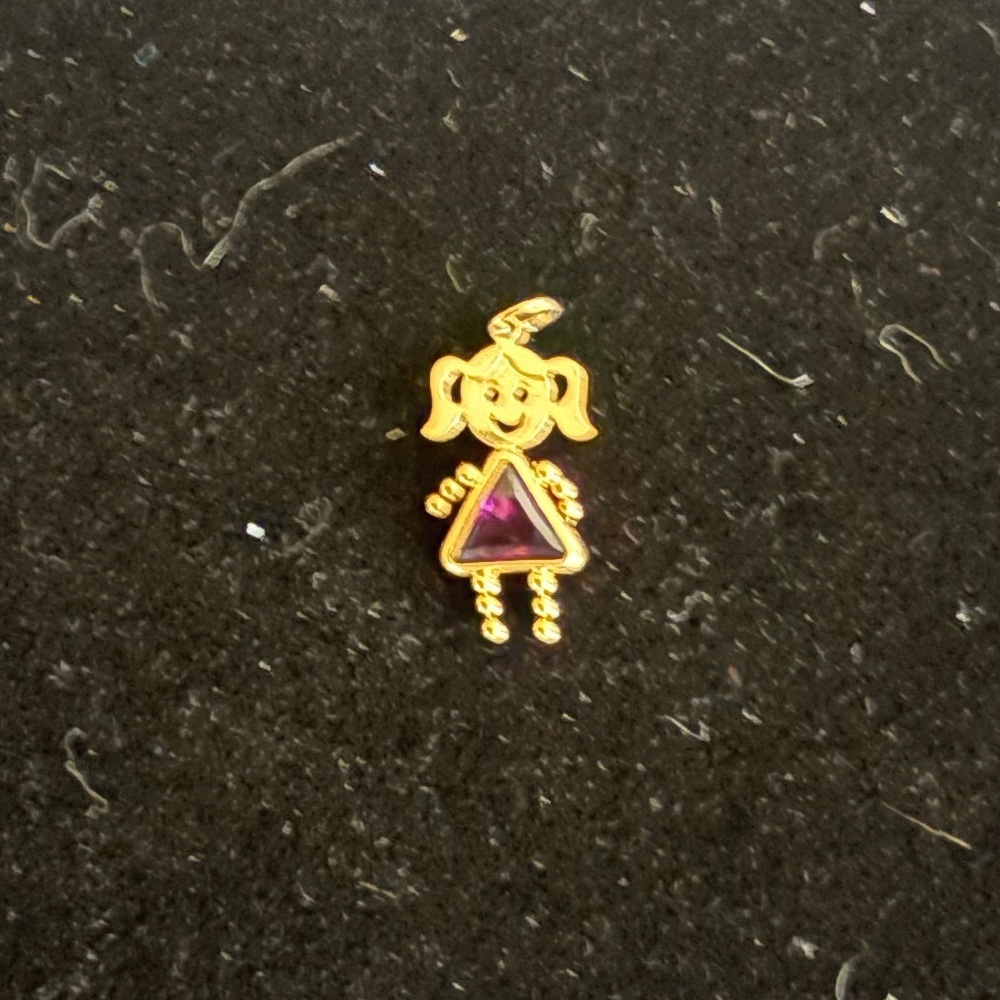 10K Gold February Birthstone Baby Girl Pendant 1980s-90s Vintage Style